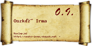 Oszkó Irma névjegykártya