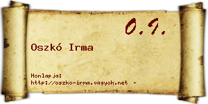 Oszkó Irma névjegykártya